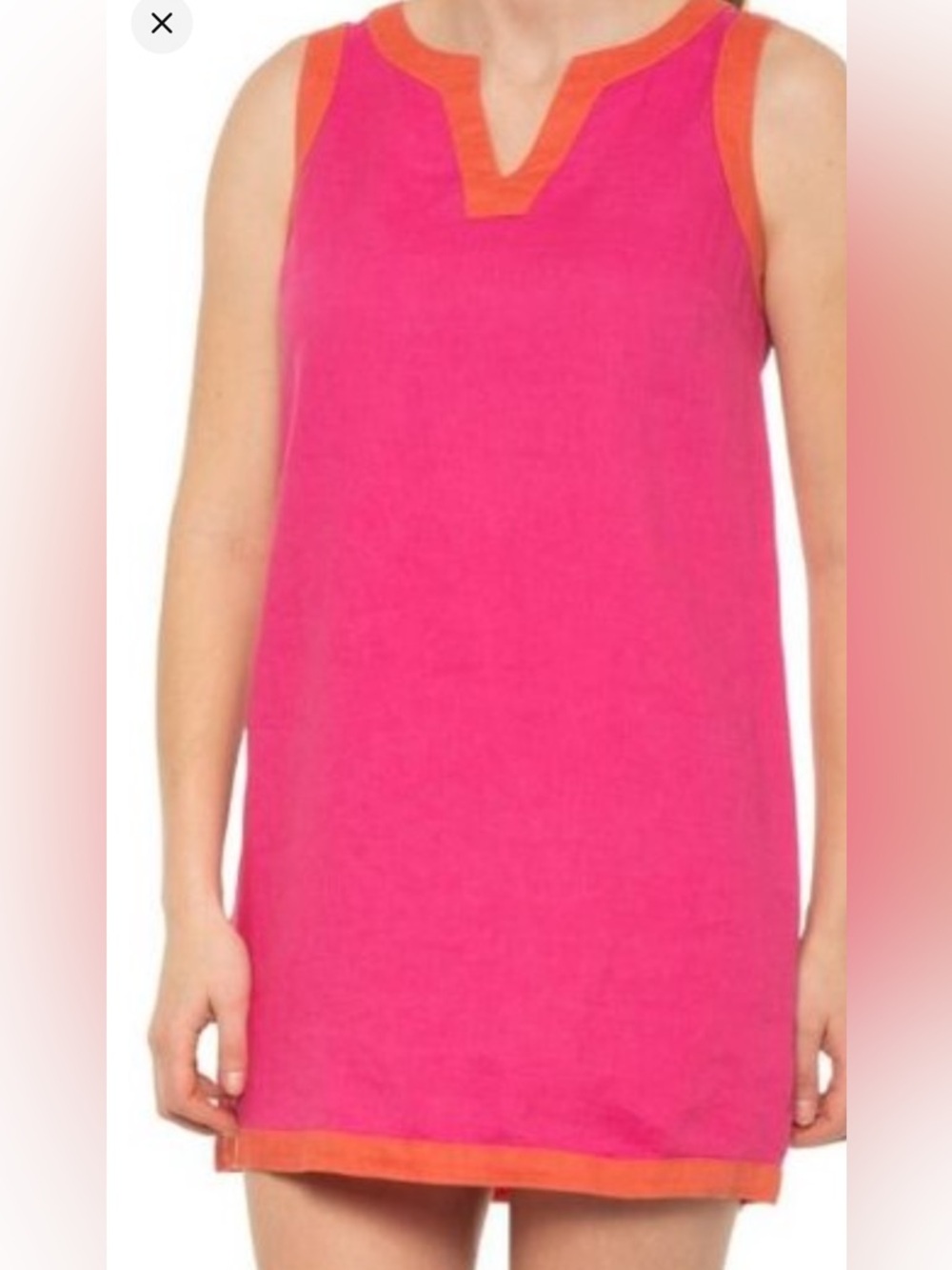 Sigrid Olsen Hot Pink Linen Top with Orange Accent